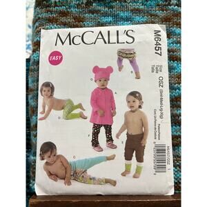 McCalls 6457 Sewing pattern infant leggins shirt hat size small med L XL
